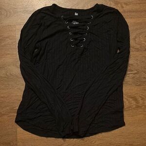 So Women's Black Lace-Up Top